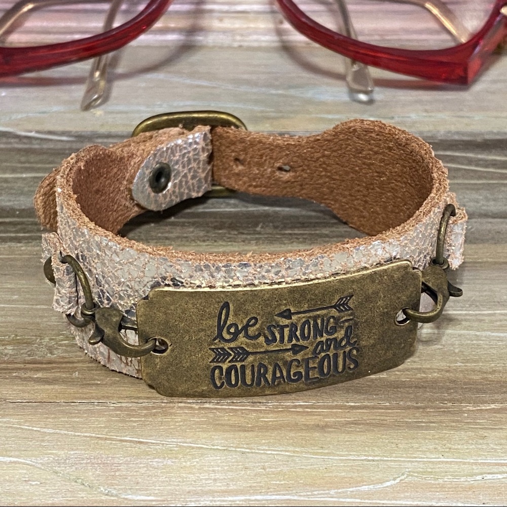 Be Strong & Courageous Soft Leather Cuff